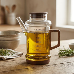 Plastic Oil Dispenser with Wooden Lid